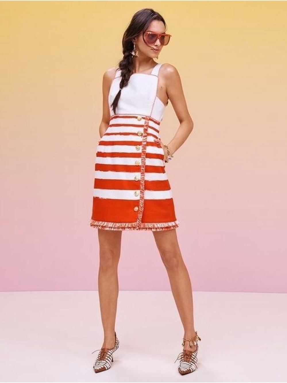 ZIMMERMANN POSTCARD BOATNECK MINI DRESS RED STRIPE Size 3 / Large